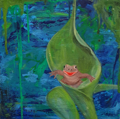 Frosch im Blatt